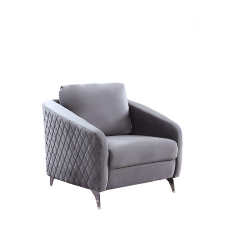 Sofia 36" Gray Velvet Modern Chic Accent Armchair, Gray