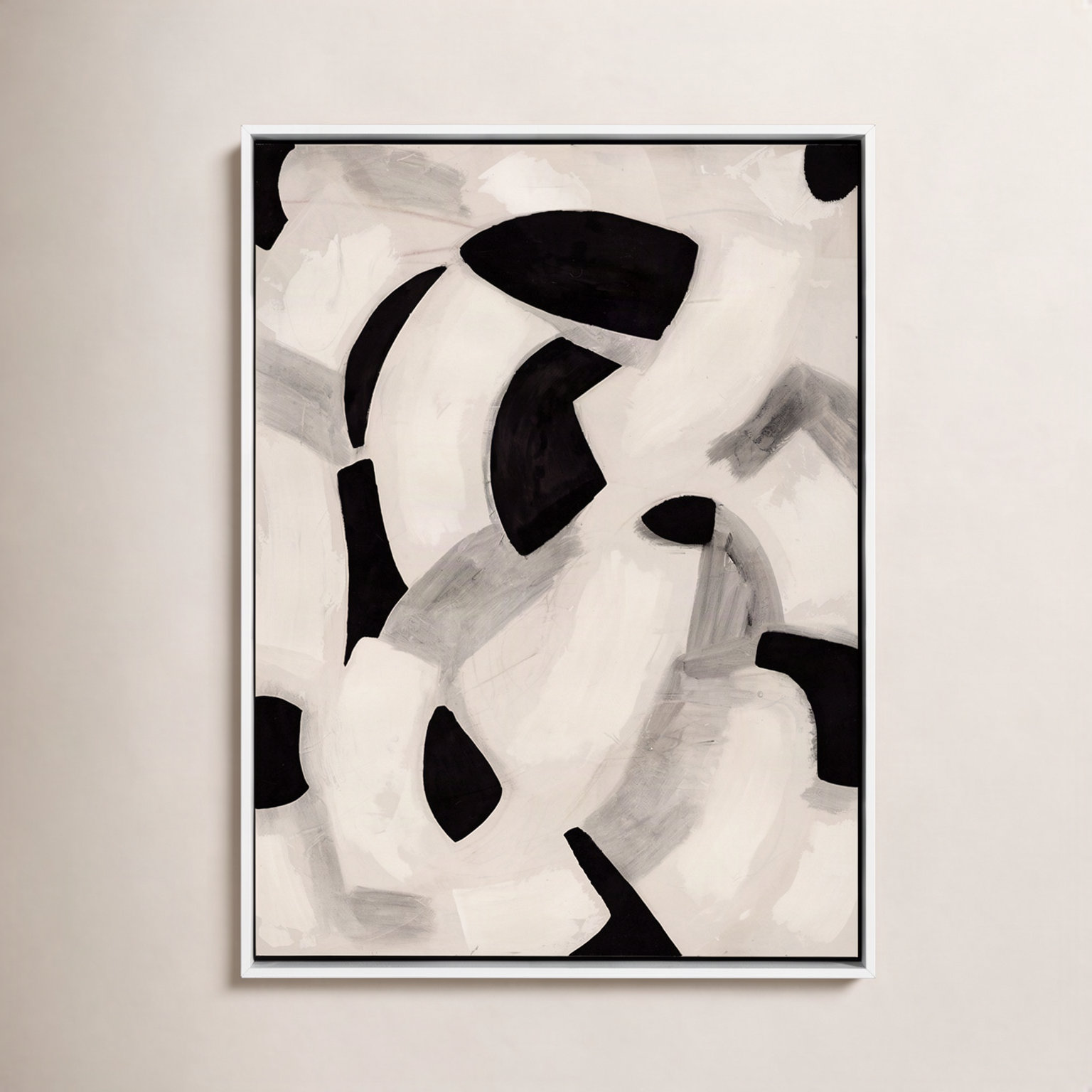 Totem Painting by Jess Engle, White Maple Framed, 40" H x 30" W