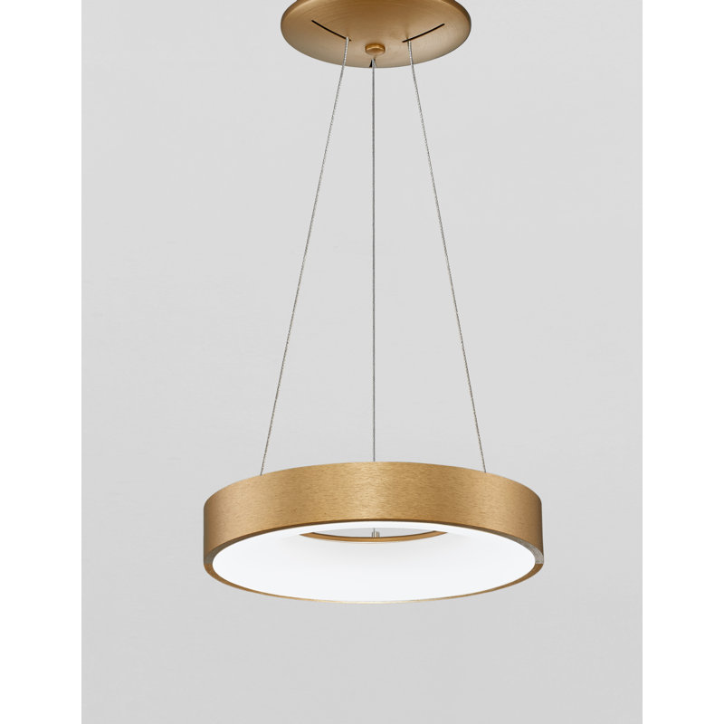 1 - Light LED Drum Pendant, Gold, 120cm H x 38cm W x 38cm D