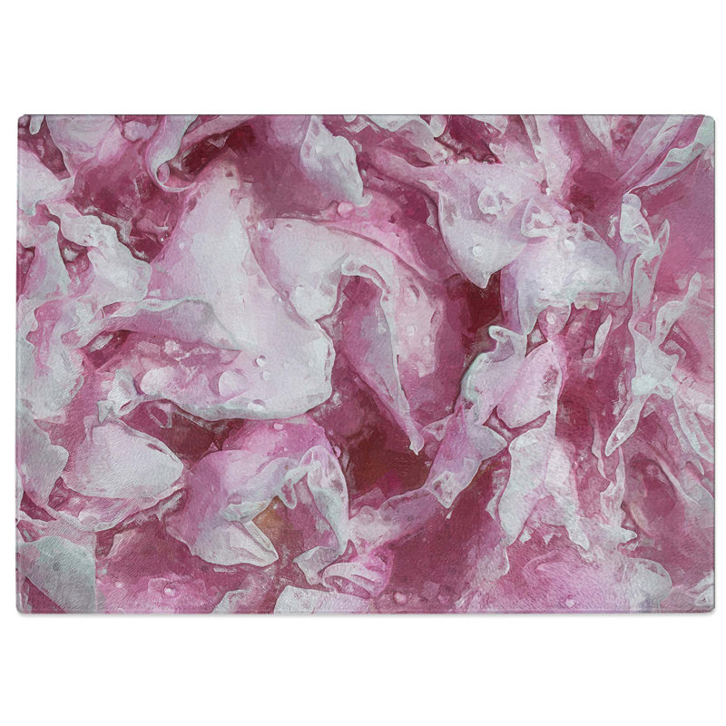 Tempered Glass Beautiful Carnation Petals Chopping Board, 28.5 cm W x 20 cm L