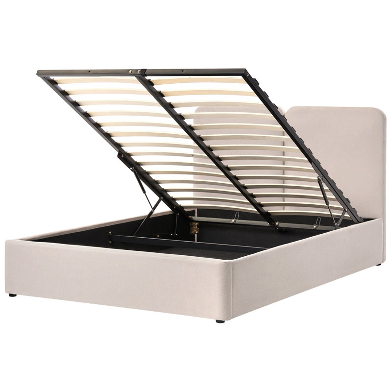 Upholstered Ottoman Storage Bed, Beige, Kingsize (160 x 200 cm)