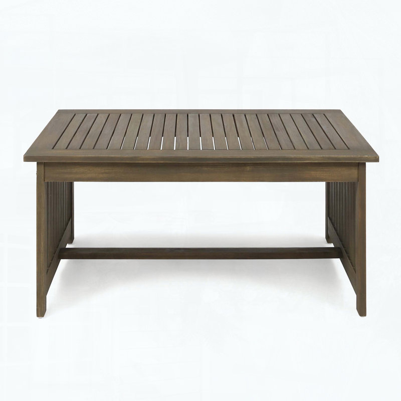Gray-Finished Acacia Wood Outdoor Coffee Table, Gray