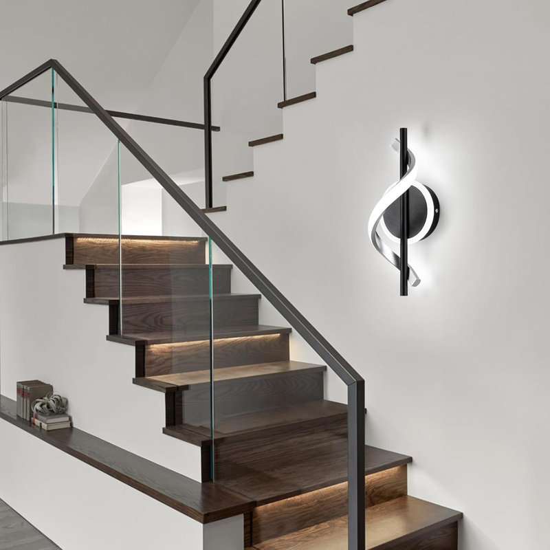 Modern Spiral Wall Light, Matte Black