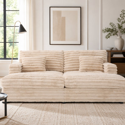 Très grand canapé-lit double avec canapé-lit de 82 po et canapé-lit moelleux avec deux coussins de soutien, ports USB et porte-gobelets