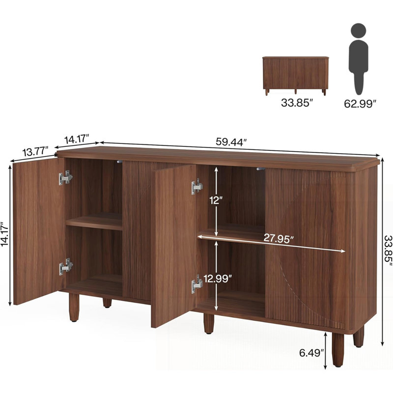 59.74" Modern Buffet Sideboard Cabinet with Storage