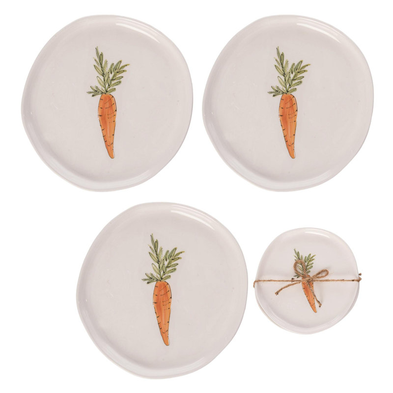  Ensemble de 3 assiettes en céramique carotte Tidbit