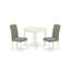 L'ensemble de meubles de salle à manger 3 pièces comprend une table de cuisine ronde et 2 chaises Parson en tissu Shitake foncé, blanc lin-1357128787-1357128784