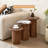 3-Piece Modern Round Nesting Table Set, Groove Line Cylinder Bases with Wood-Grain Veneer-924551554