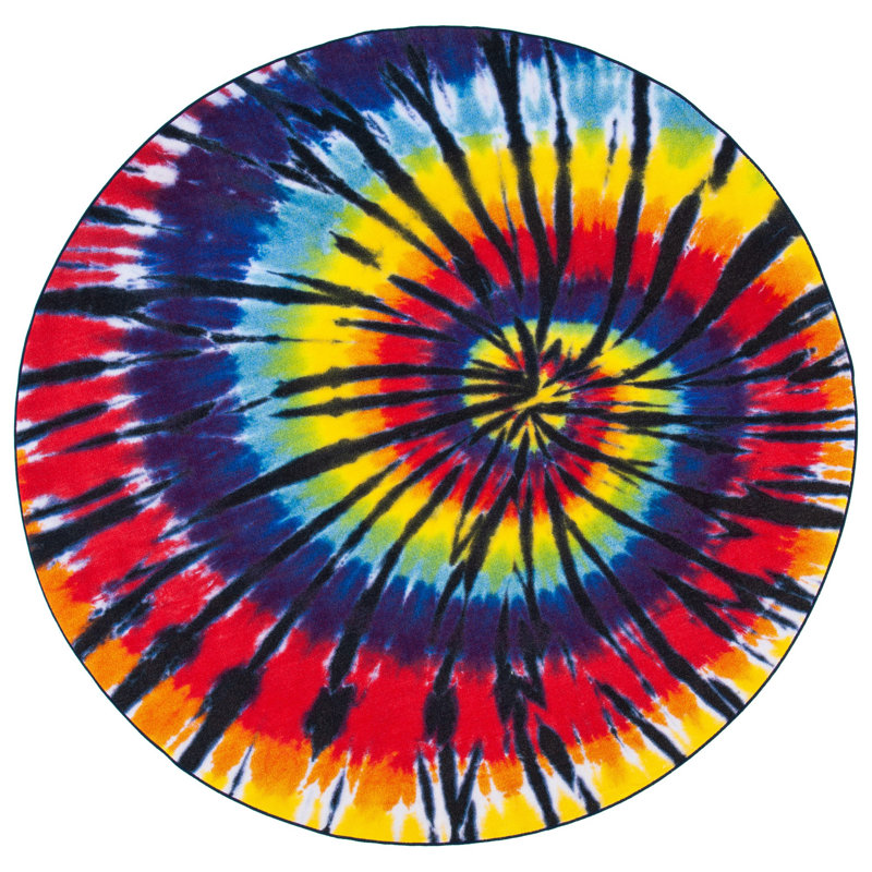 Dean Performance Machine Washable Abstract Rug, Round 6'7"