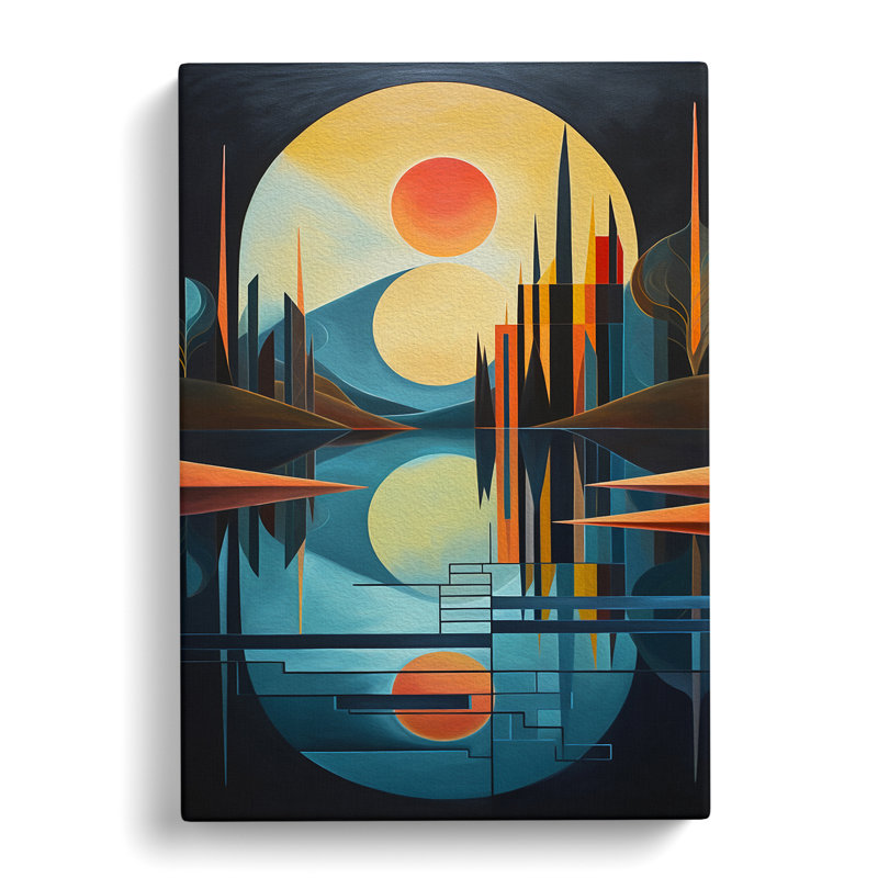 Lake Geometric No.3 - Wrapped Canvas, 50cm H x 35cm W x 3cm D