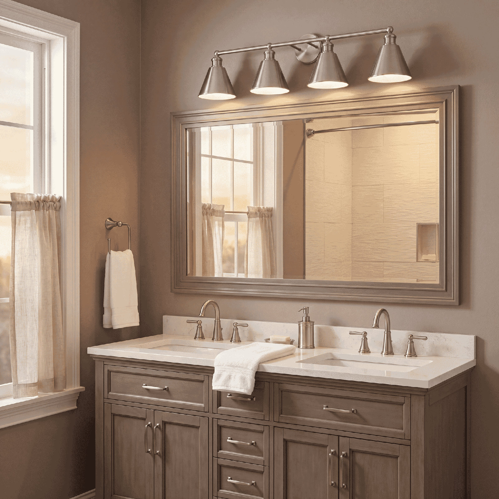 4-Light Dimmable Vanity Light, Brushed Nickel