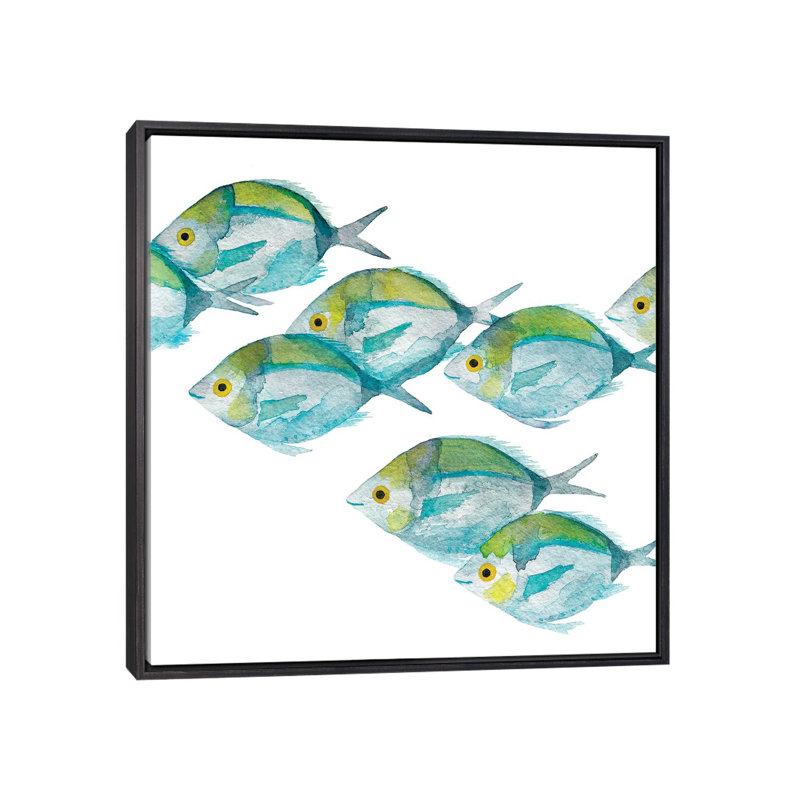 " Fishes ", No Mat, 26" H x 26" W x 1.5" D, Distressed Black Framed Canvas