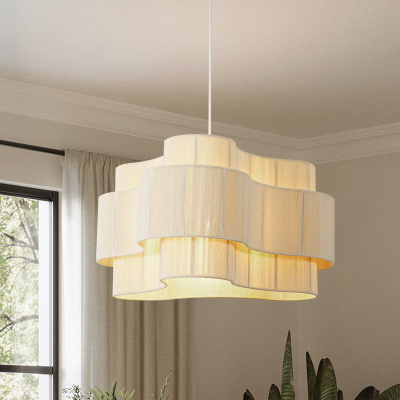 Luminaire suspendu 1 lumière à abat-jour en tissu Boho pour salon et chambre à coucher