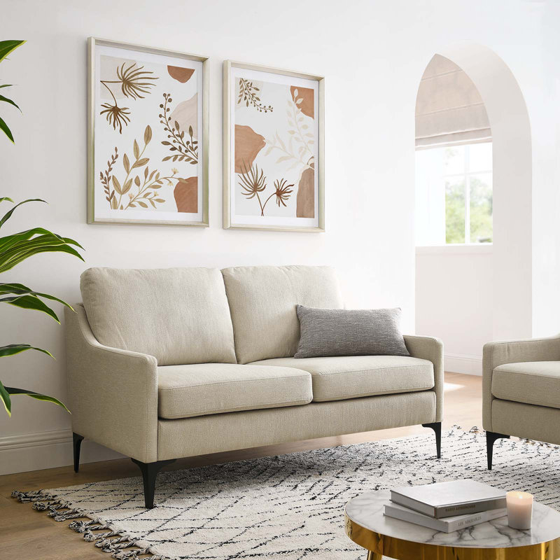 Corland Upholstered Loveseat, Beige