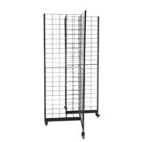 Four-Sided Gridwall Display Rack Black 33.5x33.5x70 "3x4" Grid 4-Way Floor Stand