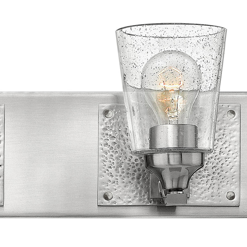 Brushed Nickel 2-Light Bathroom Wall Sconce with Clear Seedy Glass