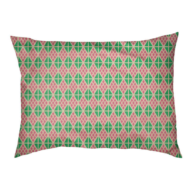 Coussin diamants Byrge, Moyen (L 29,5 po x P19,5 po x H 9,5 po), Rose / vert / crème