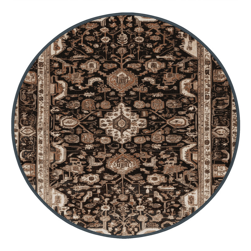 Tapis brun lavable à la machine, Rond 7 pi