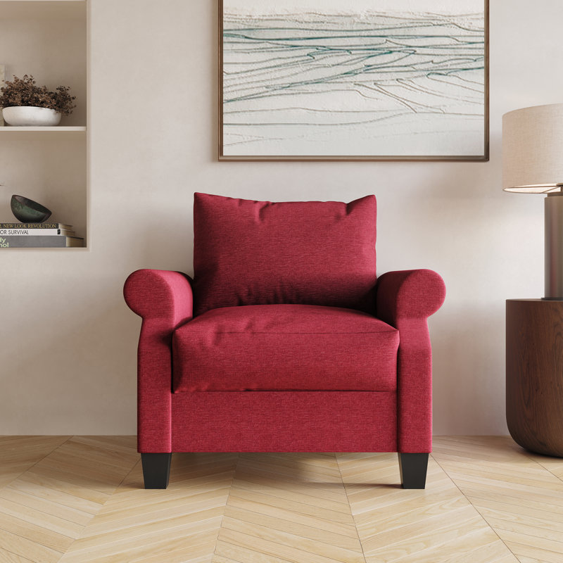 Mayner Upholstered Accent Chair, Red 100% Linen