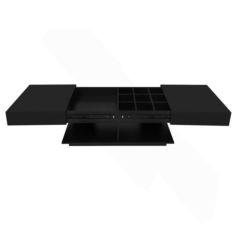 Table basse extensible de 41,3 po à 76,7 po, table basse centrale efficace avec plusieurs compartiments de rangement, table basse réglable multifonctionnelle avec espace de rangement caché pour le salon