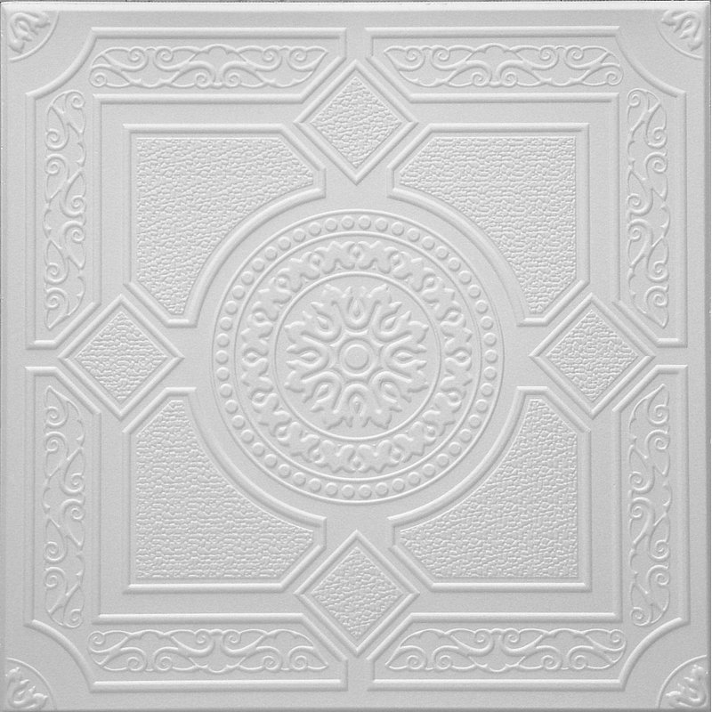 Carreaux de plafond en styromousse à coller, paquet de 48 (130 pieds carrés)