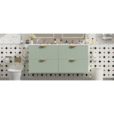 Ensemble de meuble-lavabo mural de style moderne avec double meuble-lavabo Liora