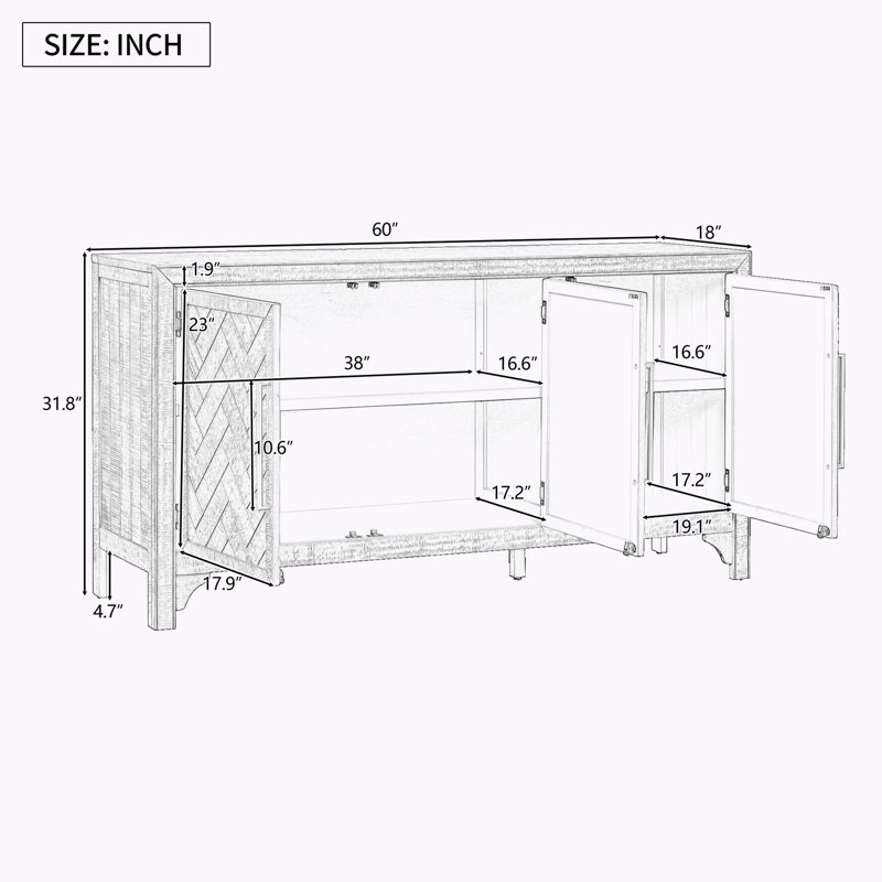 Storage Console Table, Grey