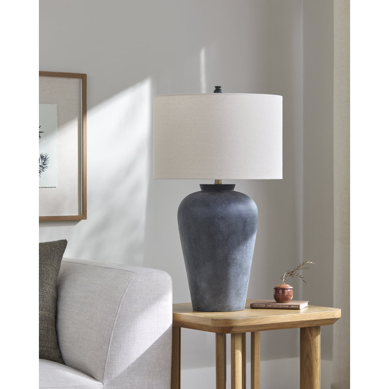 Lampe de table Feinberg, Crème, Bleu très foncé