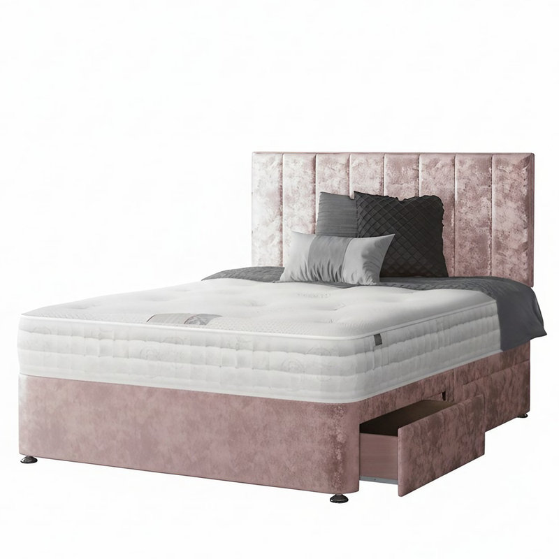 Ohiowa Divan Bed Base, 2 Right Drawers, Single (3'), Pink