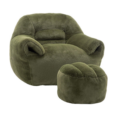 Comfy Lazy Bean Bag Chair with Back Support and Ottoman