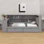 Lit plateforme en bois - tablettes de rangement, tiroirs, station de charge, DEL, bureau et tête de lit tapissier inclus-311509476-311509498