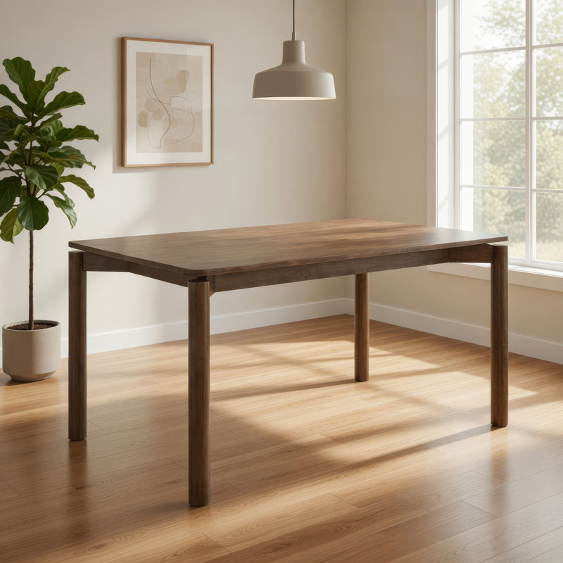 Table de salle à manger Rida, bois franc riche, plateau rectangulaire de 59 pouces, Brun