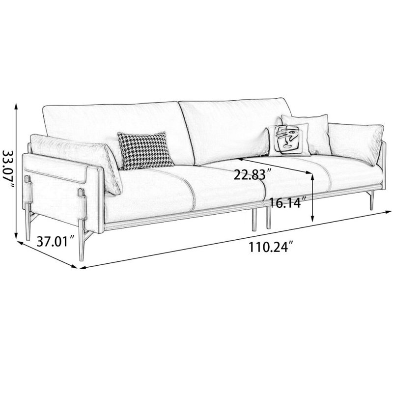 Canapé modulaire 86,61 po en cuir véritable vert, H 33,07 po x l 110,24 po x P 37,01 po, Brun, 4