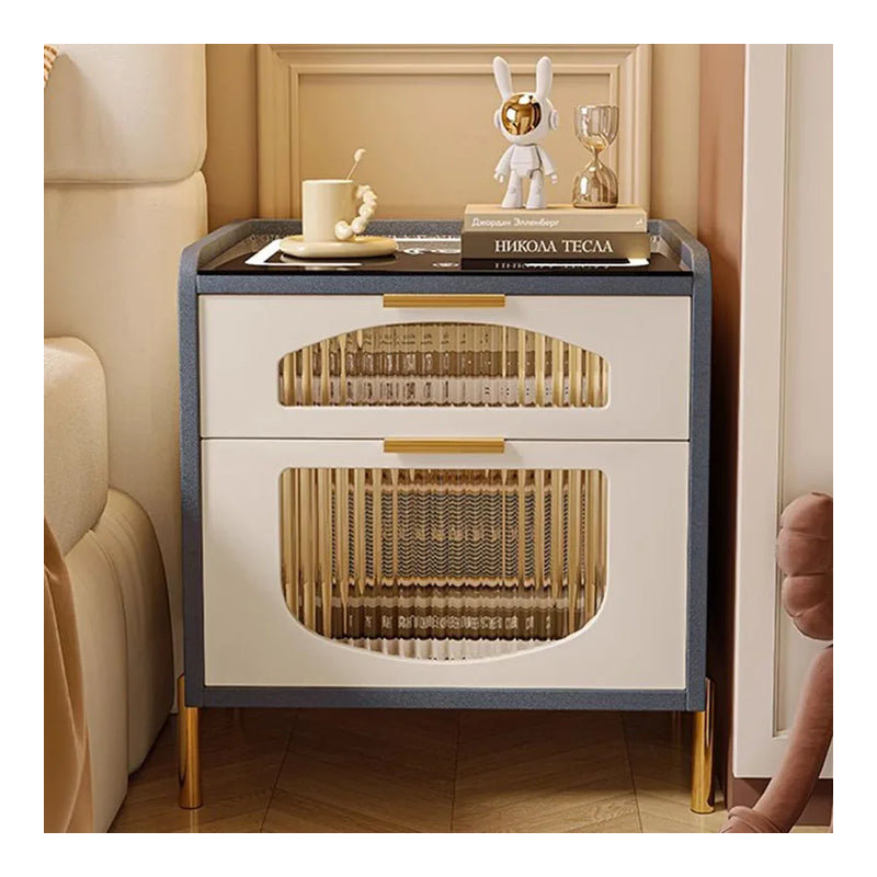 Aurieona 15.74cm W Manufactured Wood Bedside Table, Blue/Off White