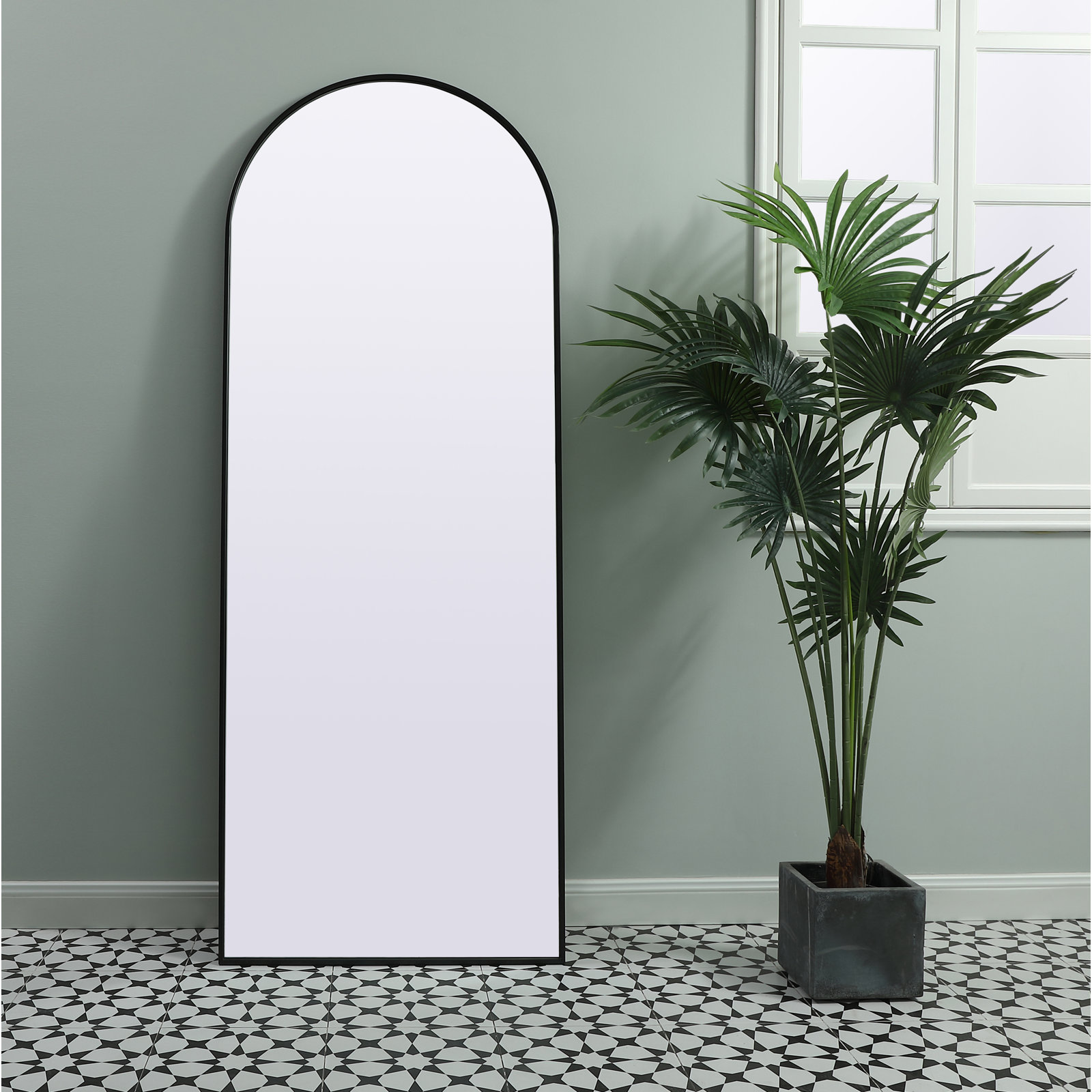 Sabine 36" Accent Mirror, Black, 74" x 28"