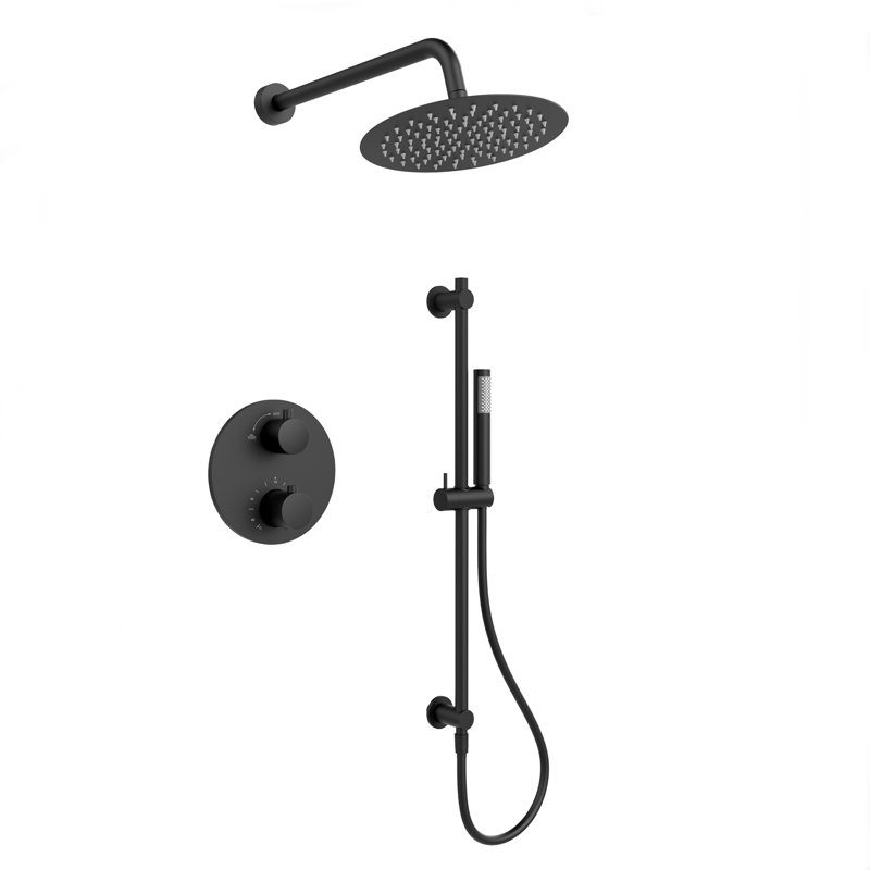 Robinet de douche Melissa avec valve brute, Noir mat