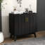 Armoire de rangement, moderne, bois, tablettes réglables, buffet cannelé Mid-Century avec pieds solides, buffet avec noyer
