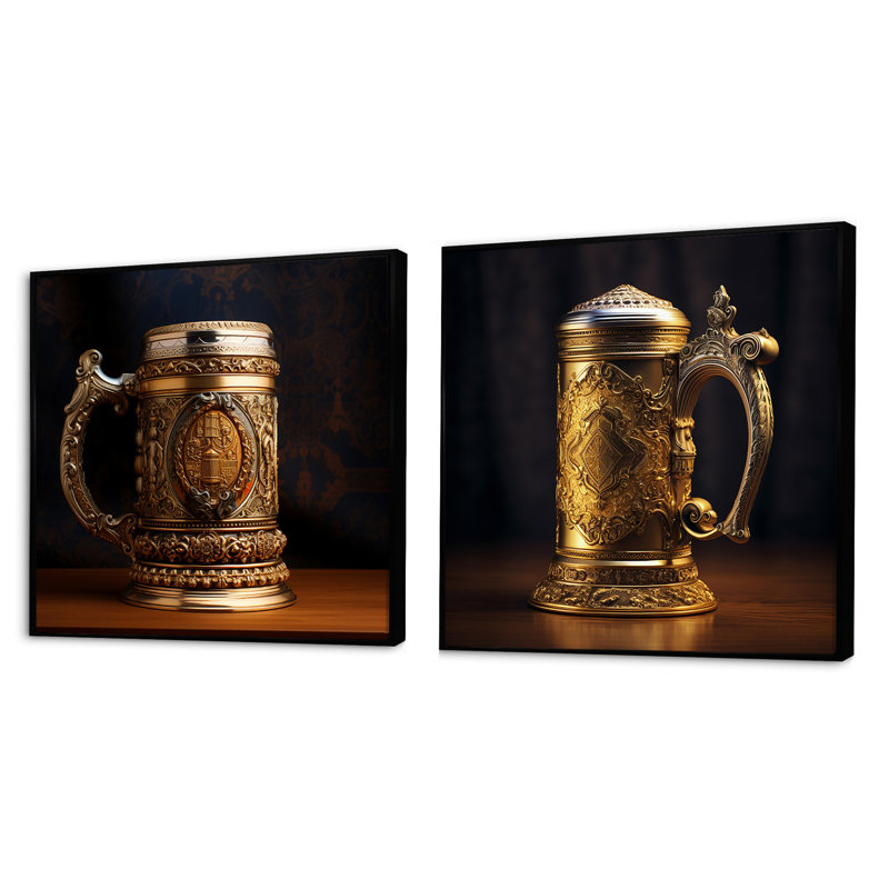 Jeu de 2 verres à bière Traditional, Cadre flottant noir, H 16 po x l 33 po
