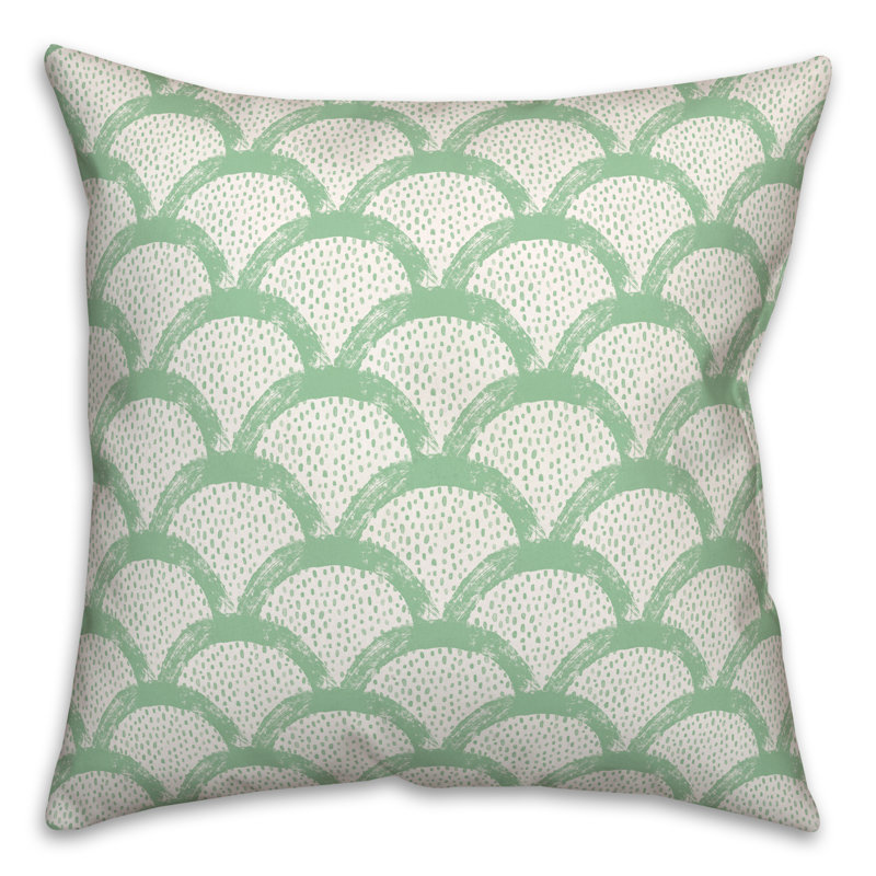  Coussin décoratif intérieur / extérieur Scallop, 16 po x 16 po, Vert