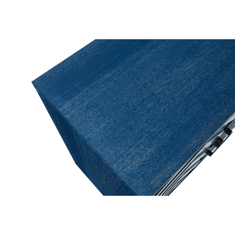 Élégante armoire de rangement en bois à 4 portes avec rayures laquées 3D et conception stable, Blue