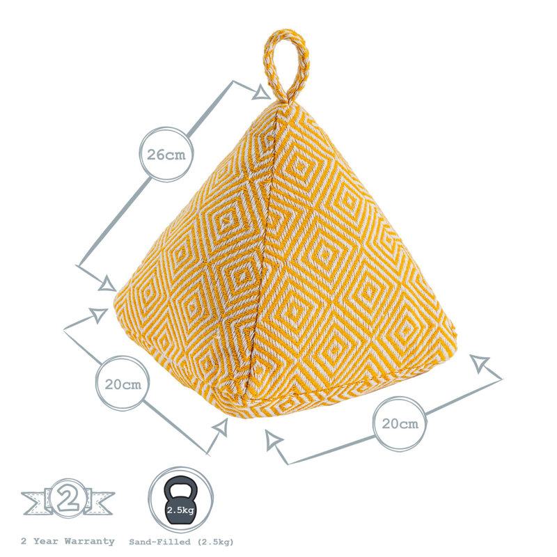 Nicola Spring - Chevron Door Stop - 20cm, Yellow