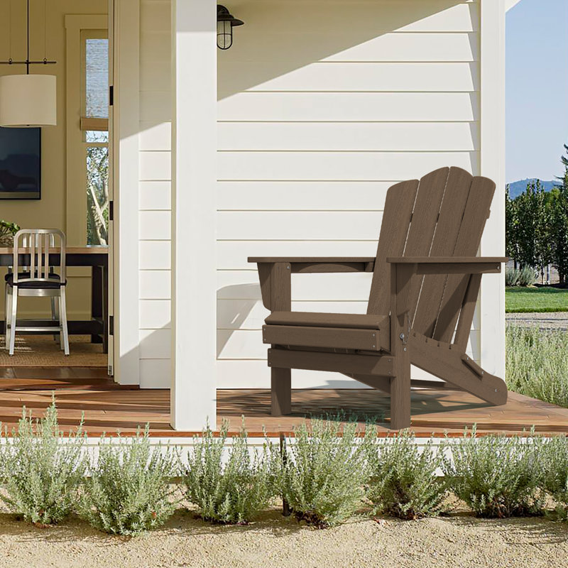 Chaise Adirondack en acier PEHD pliable, Brun
