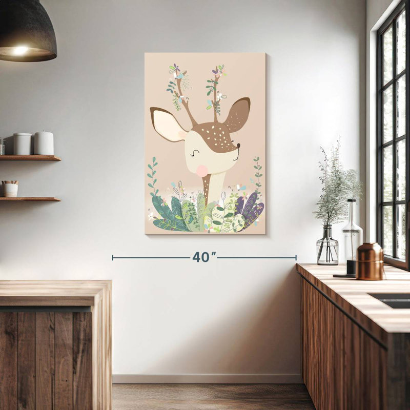 Ashelle Flowery Cartoon Dear, 39" H x 26" W