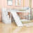 Twin Over Twin Wooden L-Shaped Bunk Beds with Slide and Storage-1230276449