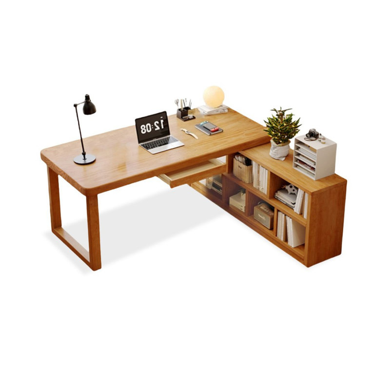 Bureau en L en bois massif avec 1 tiroir Burlywood, 29.53" H x 62.99" W x 47.24" D, Retour à droite