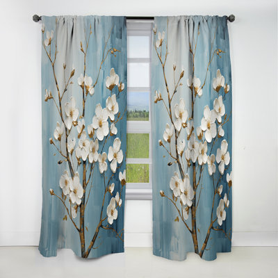 Grimsley - Dogwood Curtain - Blackout Floral Curtain - 1 Panels