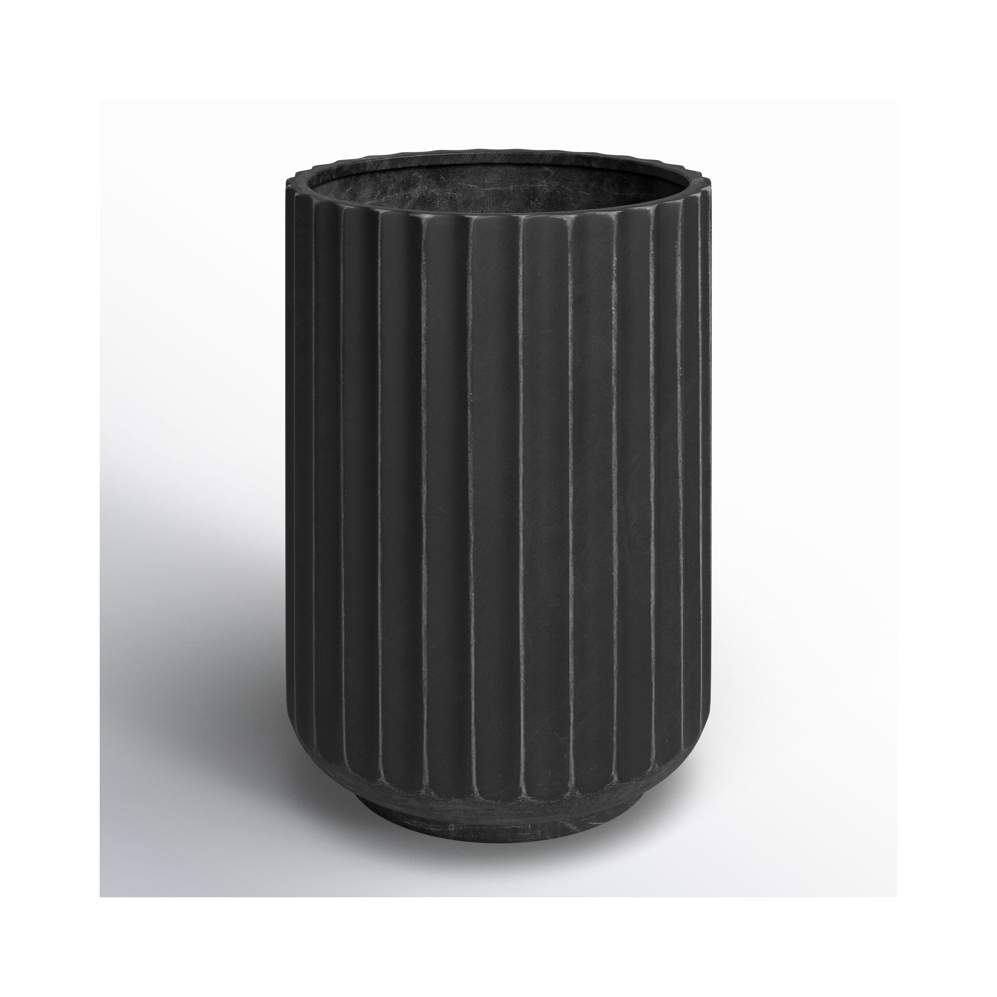 Allenville Fiberstone Planter, Black, 22.5" H x 17" W x 17" D