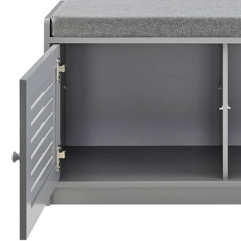 Trejan 10 Pair Stackable Shoe Storage Bench, Gray