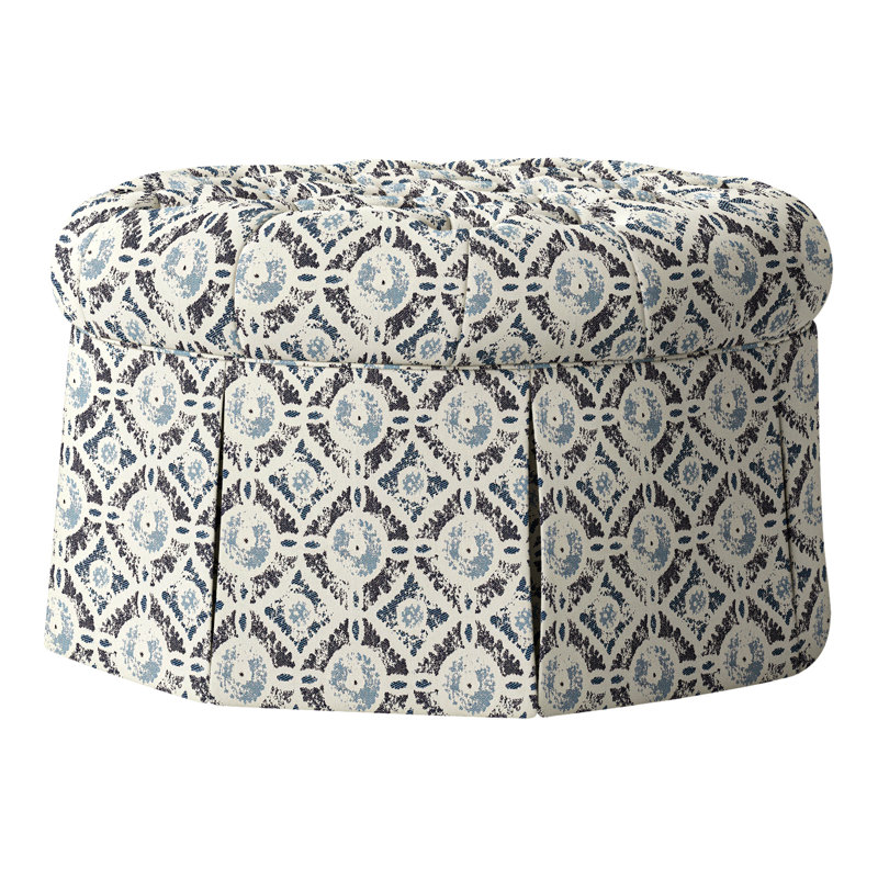Repose-pieds cocktail capitonné rond 35 po Alma, Perigold Wittstock indigo