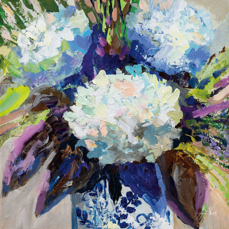 «Camberly Hydrangea Chinoiserie II», reproduction sur toile, H 36 po x l 36 po